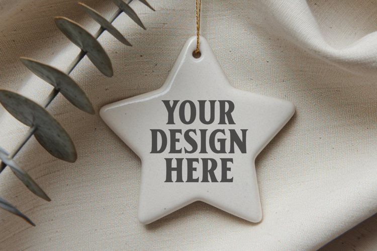 Christmas Star Ceramic Ornaments Mockup