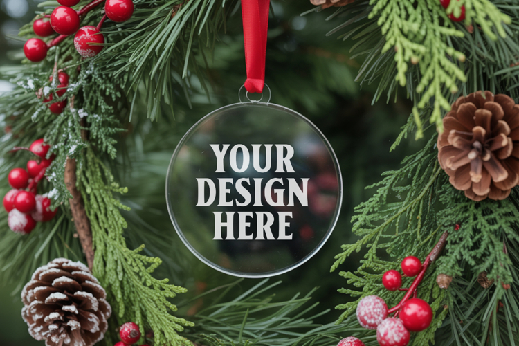 Acrylic Christmas Ornament Mockups , acrylic blank mockup