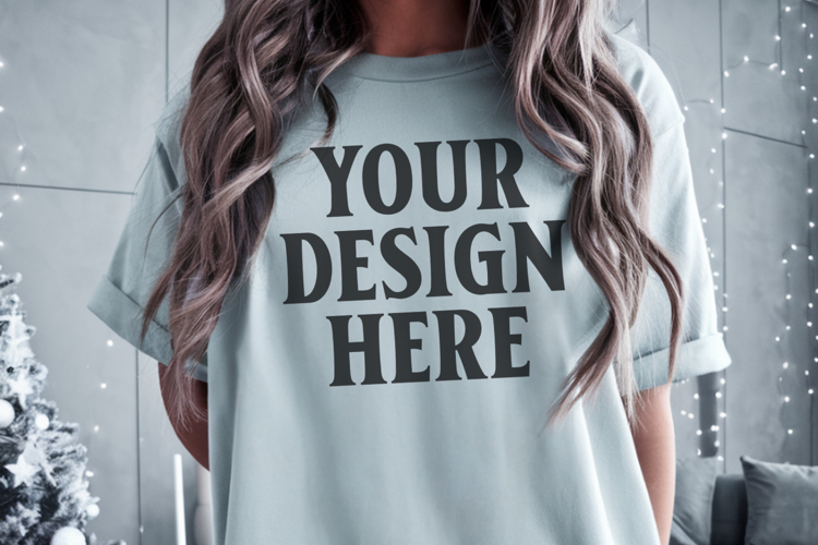 Grey Christmas Comfort Colors 1717 Mockups, CC 1717 m