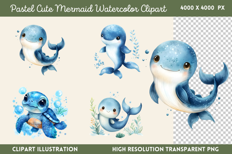 Cute Mermaid Clipart Image 11