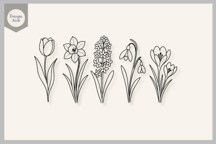 Spring Garden Mix SVG, Tulip Daffodil Hyacinth Snowdrop SVG
