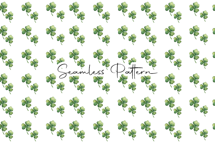Watercolor Shamrock Seamless Art - Leprechaun & Clovers