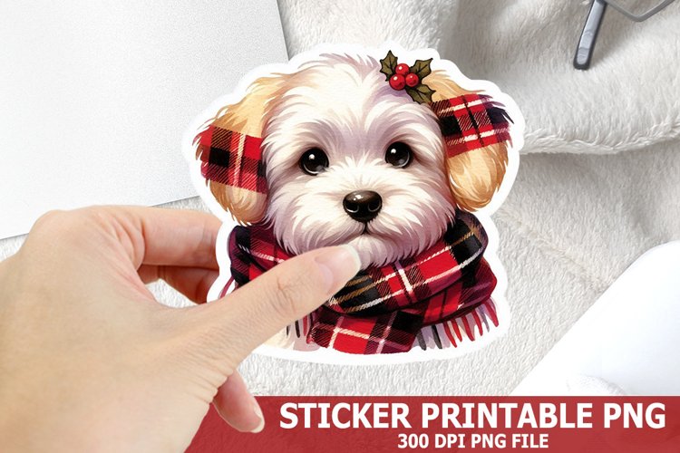 Christmas Dog Sticker| Christmas Sticker PNG Design