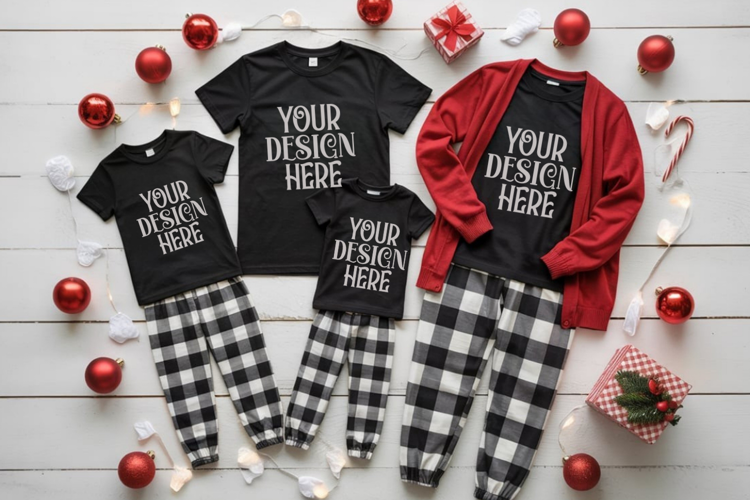 Christmas Family Matching Group Flat Lay Mockup
