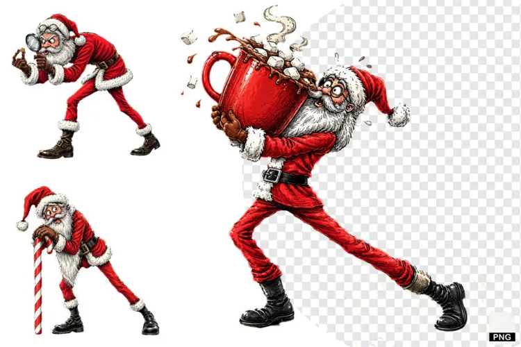 Funny Quirky Santa PNGs