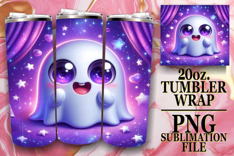 Joyful Inspirations 20oz tumbler wrap, 3D Cute Ghost