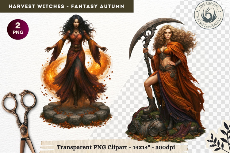 Harvest Witch Clipart Autumn Cottagecore Apothecary PNG RPG