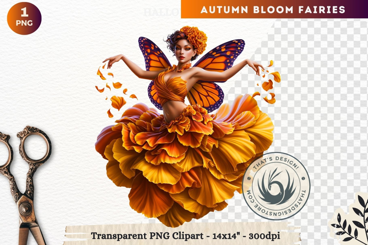 Autumn Bloom Floral Fairy Clipart, Mythical Fantasy PNG