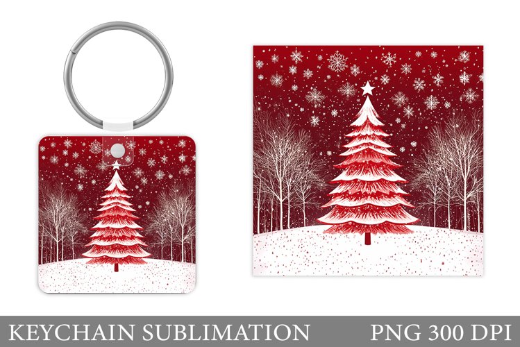 Christmas Tree Keychain. Christmas Keychain Sublimation example image 1