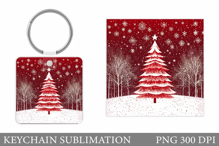 Christmas Tree Keychain. Christmas Keychain Sublimation