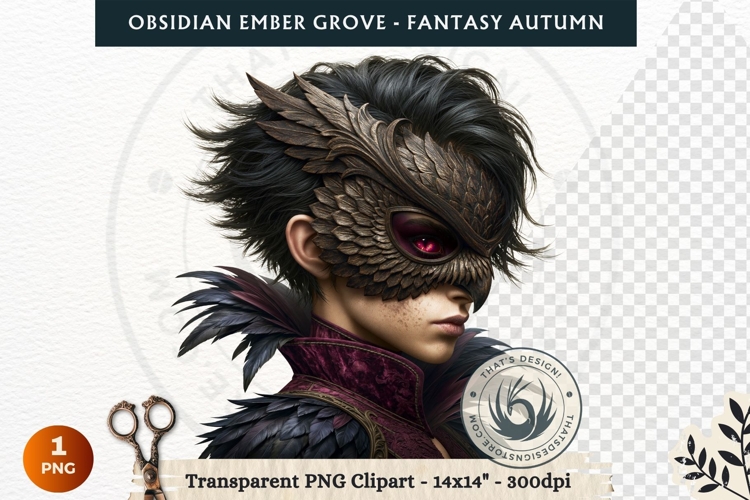 Dark Autumn Fantasy Clipart PNG for RPG Obsidian Ember Grove