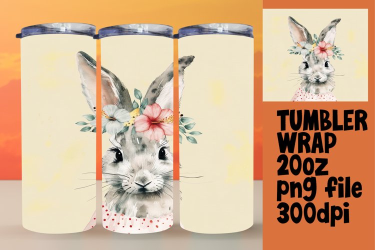 Adorable Watercolor Bunny with Blooming Flowers