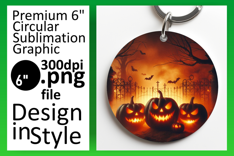 Charming Round Design Keychain Template , Horror Halloween