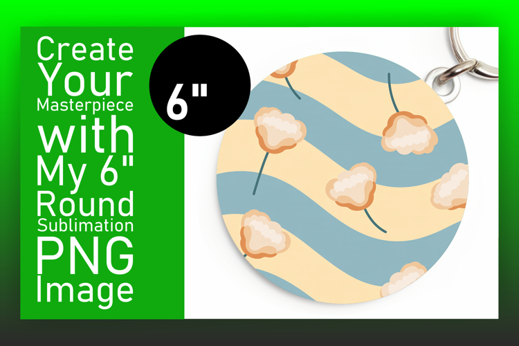 Cute Round Design Coaster Template , Flower Pattern