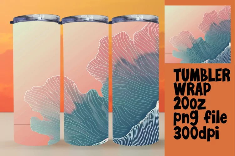 Sublimation Tumbler Wrap with Bold Gradient Patterns 20oz