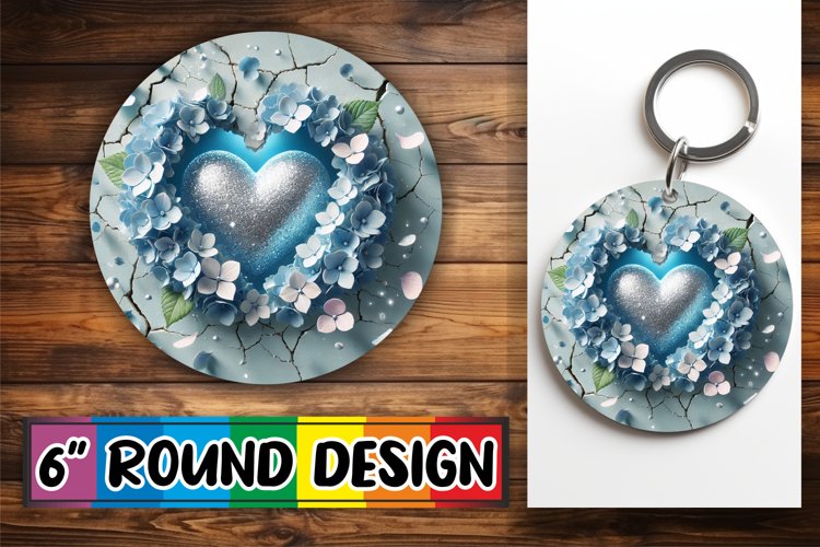 Radiant Round Car Coaster Sublimation, 3D Heart