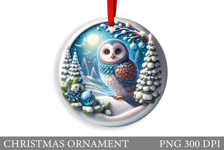 Cute Owl Christmas Ornament. Christmas Owl Sublimation
