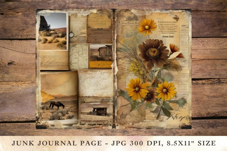 Printable Junk Journal Pages wildflower postcard