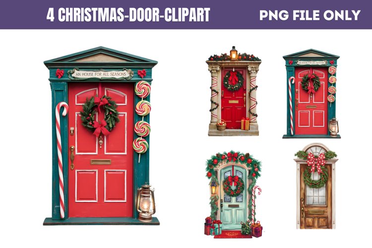 Christmas Door Sublimation Clipart PNG