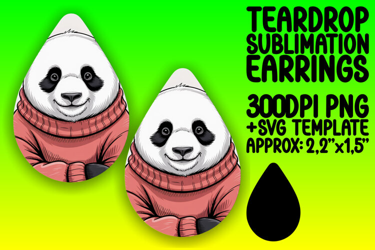 Sleek Teardrop Earrings Design PNG , Valenines Animals example image 1