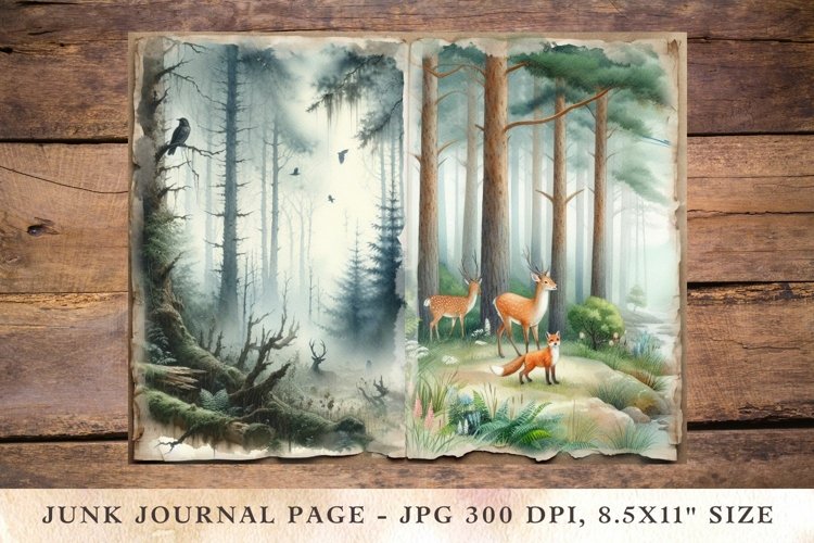 Printable Junk Journal Pages forest 1