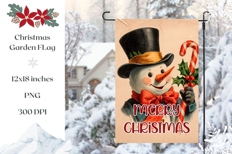 Vintage Christmas Snowman Garden Flag Design