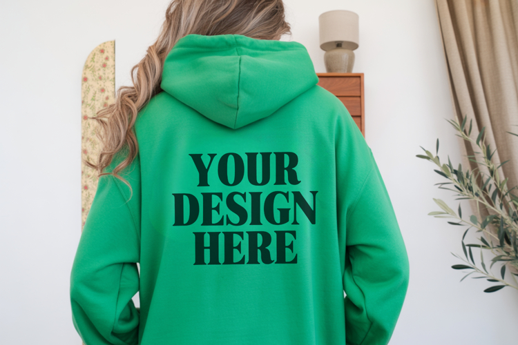 Irish Green Gildan 18500 Hoodie Mockup ,Cozy Unisex Sweatshi