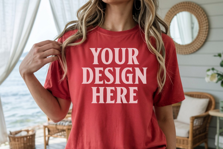 Comfort Colors 1717 Red T-Shirt Mockup