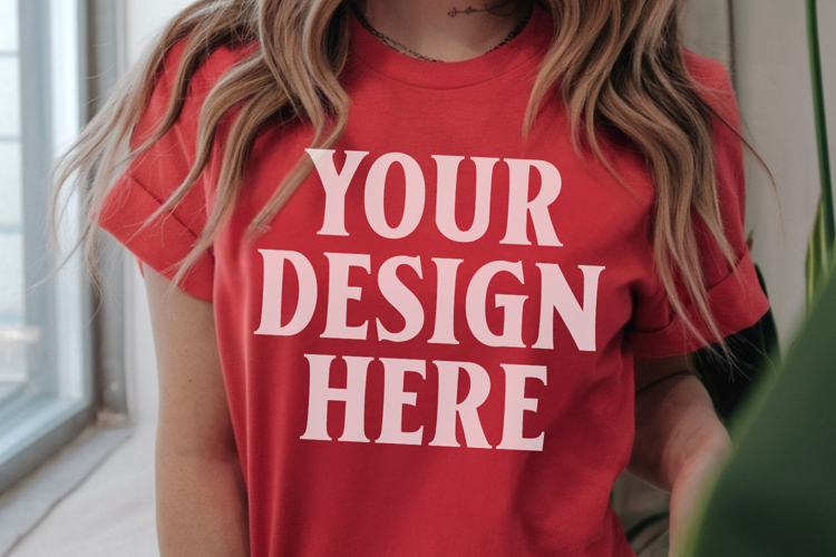 Comfort Colors 1717 Red T-Shirt mockup , CC 1717