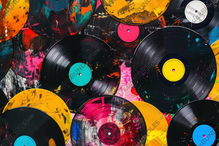 Colorful Vinyl Records Background Wallpaper