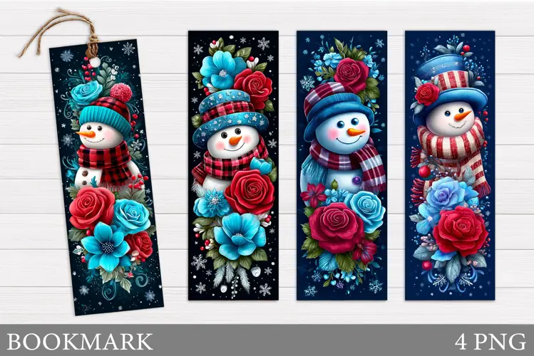 Snowman Bookmark Sublimation. Christmas Bookmark Design