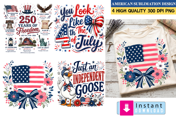 4th of July Sublimation PNG | 250 Years of Freedom Design