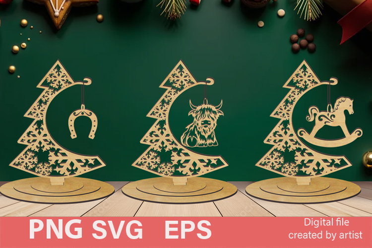 Christmas decor, SVG Christmas trees, multi-layer cutting,