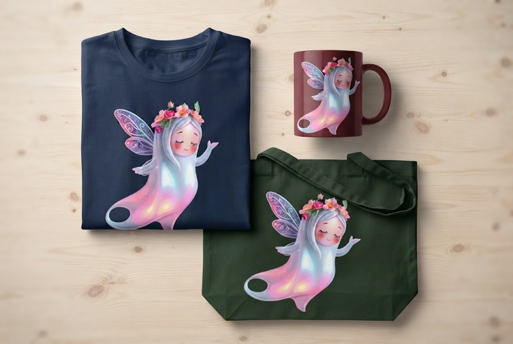 Pastel Fairy Ghost PNG with Flower Crown | Cute Halloween