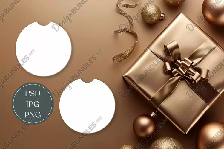 Christmas Car Coasters Mock Up, Coaster Mock Up Template