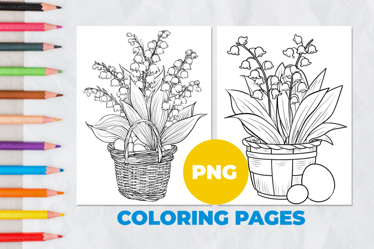 Lily of the valley in a basket Coloring Page | Coloring book