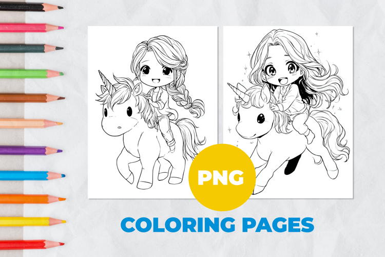 Cute girl on a unicorn Coloring Pages | Coloring book