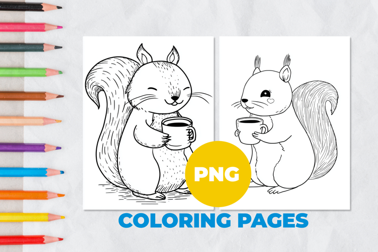 Cute squirrel with cocoa Coloring Pages | Coloring book