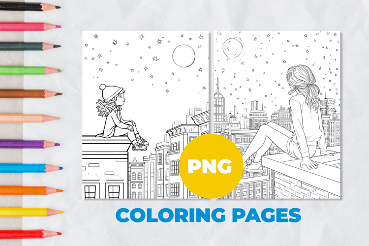Girl on the roof Coloring Pages | Coloring book