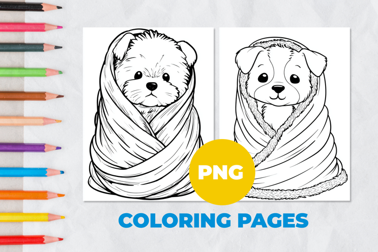 Puppy in a blanket Coloring Pages | Coloring book