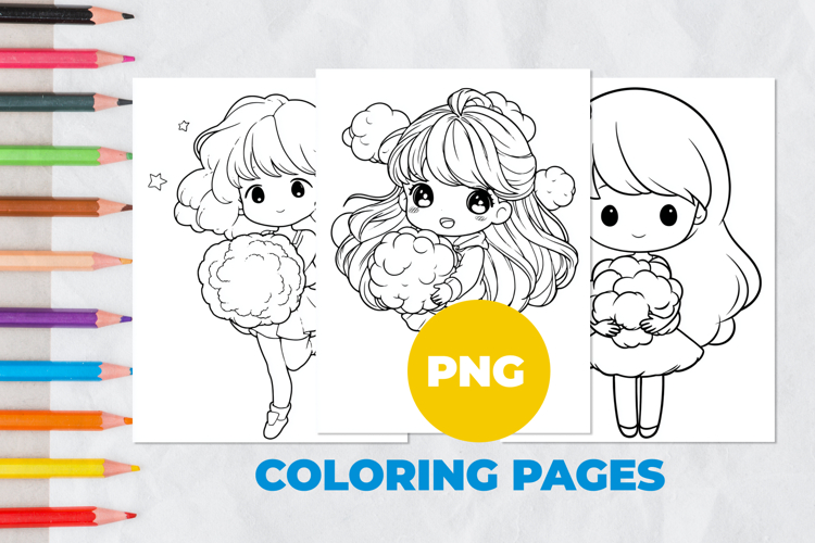 Girl playing in the clouds Coloring Pages | Coloring book