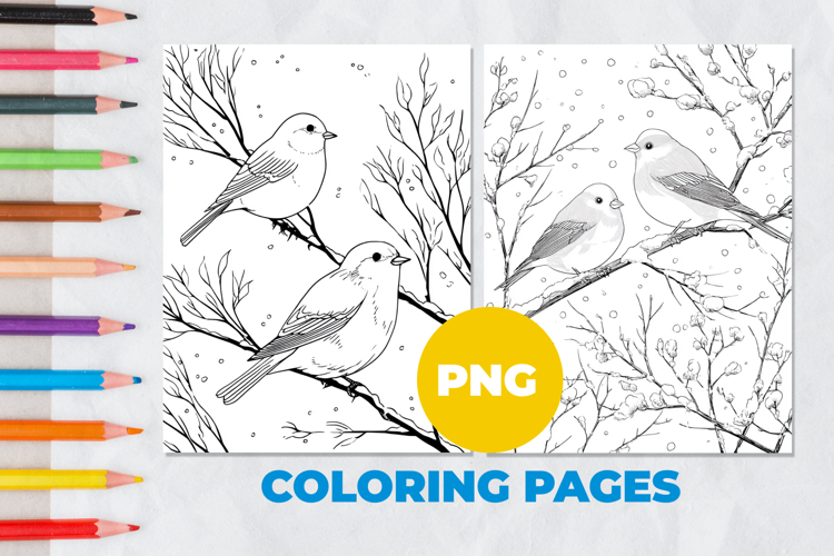 Birds on a branch Coloring Pages | Coloring book