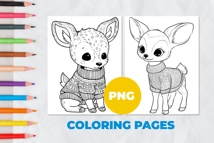 Cute deer in a sweater Coloring Pages | Coloring book