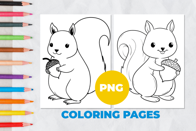 Squirrel with chestnut Coloring Pages | Coloring book