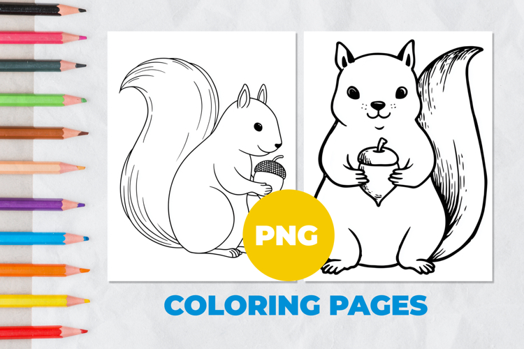 Squirrel with chestnut Coloring Pages | Coloring book