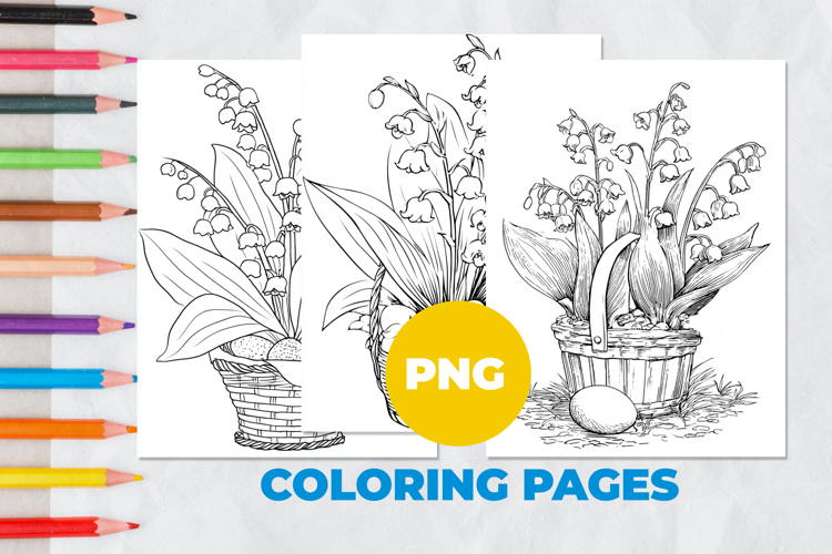Lily of the valley in a basket Coloring Page | Coloring book