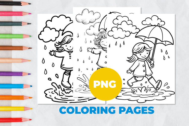 Girl in the rain Coloring Pages | Coloring book