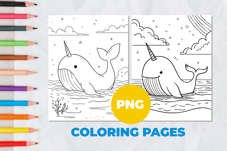 Whale with a horn Coloring Page | Coloring book
