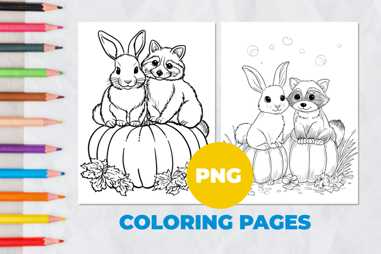 Rabbit and raccoon Coloring Pages | Coloring book