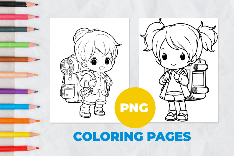 Cute girl with a backpack Coloring Pages | Coloring book